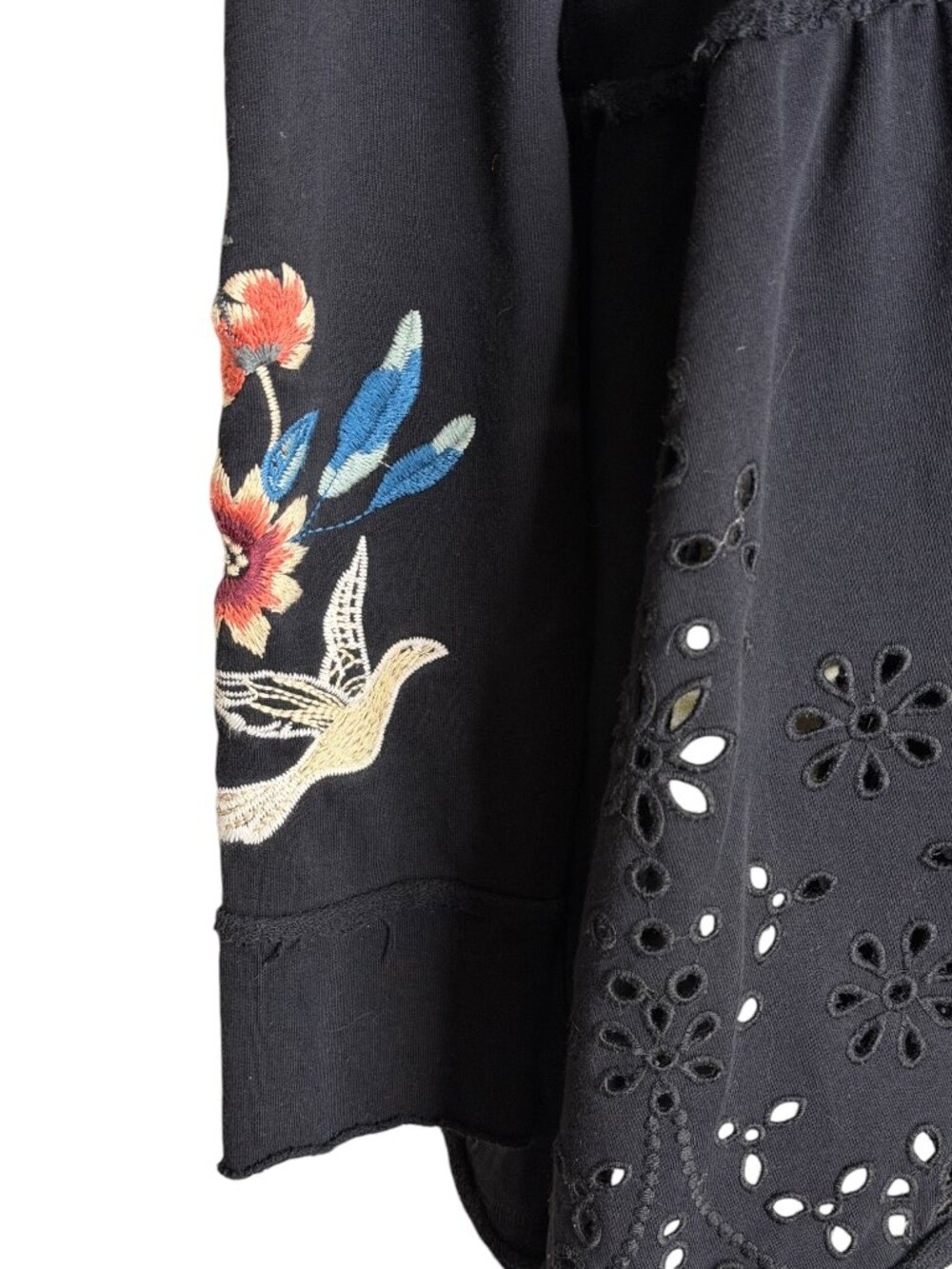 Johnny Was Junia Jacket Embroidered Eyelet Zip Front Hooded Black S - Picture 8 of 12